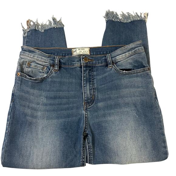 Free People Denim - Free People, Faded, Distressed, Fringe Bottom Hem, Jeans- 30 Short